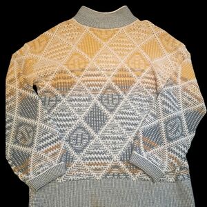 Hem & Thread Yellow and Gray Cowl Neck Sweater